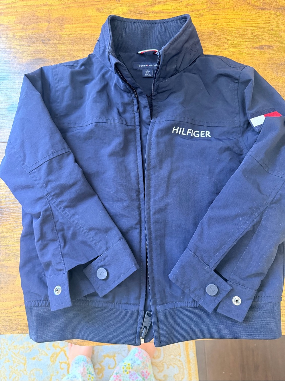Tommy Hilfiger Kids Navy Zip Jacket with Sleeve Flag Detail